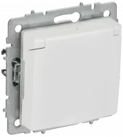 BRITE Розетка 1-местная с заземлением с защитными шторками и крышкой 16А IP44 РСбш10-3-44-БрАБ арктический белый IEK