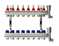 Коллекторная группа FHF-8RF set 8 контуров 1'x3/4' с расходомерами, воздухоотводчиками и кронштейнами