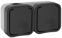 Розетка 2-местная горизонтальная TORS 16А IP55 графит