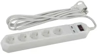 Фильтр сетевой 5х1,5м 2хUSB 10А с/з с выключателем белый