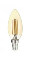 Лампа сетодиодная декоративная LED 6w E14 4000K свеча золотая филамент 230/50 Jazzway