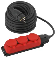 Удлинитель силовой UK-3e-3x1,5-20m-IP44(KG) с заземлением 3 розетки каучук 20м КГ 3х1,5мм2 IP44