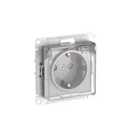 ATLASDESIGN AQUA РОЗЕТКА с заземлением со шторками с прозрачной крышкой, 16А,IP44, быстрозажимные клеммы,АЛЮМИН