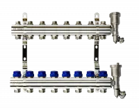 Коллекторная группа FHF-8R set 8 контуров 1'x3/4' c воздухоотводчиками и кронштейнами